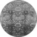Round Oriental Gray Traditional Rug, urb2924gry
