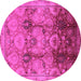 Round Oriental Pink Traditional Rug, urb2924pnk