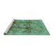 Sideview of Machine Washable Oriental Turquoise Traditional Area Rugs, wshurb2924turq