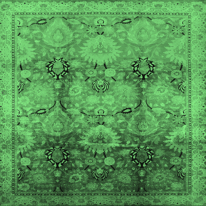 Square Oriental Emerald Green Traditional Rug, urb2924emgrn