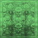 Square Oriental Emerald Green Traditional Rug, urb2924emgrn