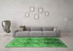 Machine Washable Oriental Emerald Green Traditional Area Rugs in a Living Room,, wshurb2924emgrn