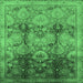 Square Machine Washable Oriental Emerald Green Traditional Area Rugs, wshurb2924emgrn