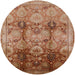 Round Machine Washable Industrial Modern Mahogany Brown Rug, wshurb2924