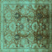 Square Machine Washable Oriental Turquoise Traditional Area Rugs, wshurb2924turq