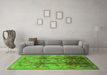 Machine Washable Oriental Green Traditional Area Rugs in a Living Room,, wshurb2924grn