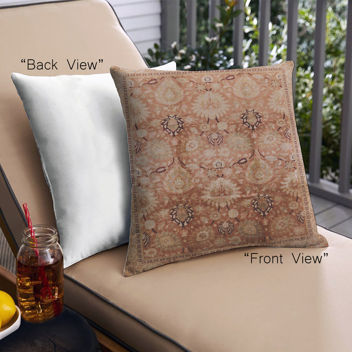 Front View of Mid-Century Modern Urban Square Mahogany Brown Throw Pillow, 18 inch by 18 inch, pwurb2924