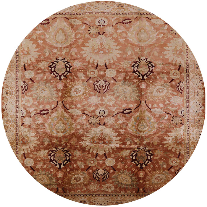 Round Mid-Century Modern Mahogany Brown Oriental Rug, urb2924