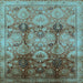 Square Machine Washable Oriental Light Blue Traditional Rug, wshurb2924lblu