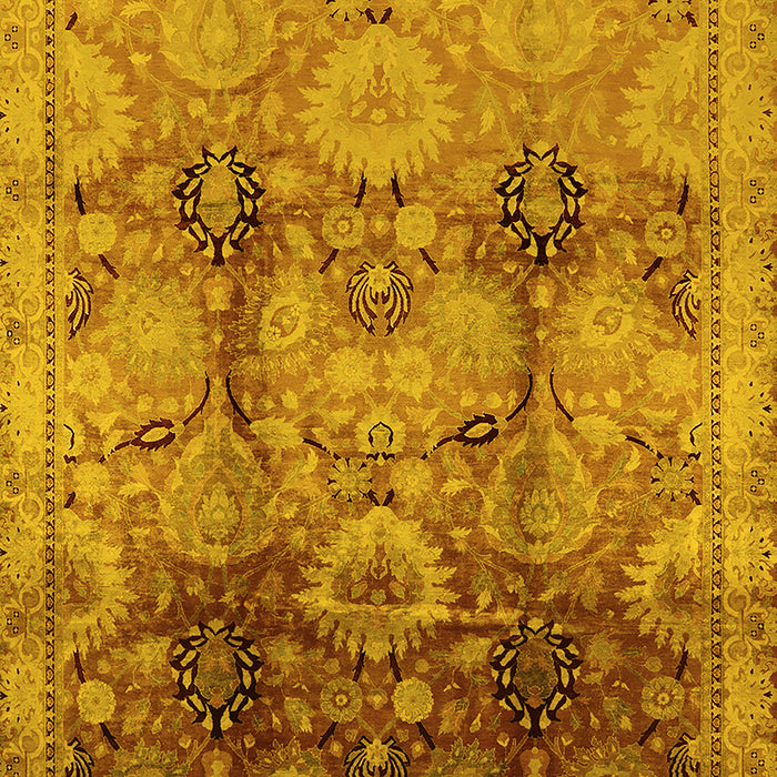 Machine Washable Oriental Yellow Traditional Rug, wshurb2924yw