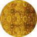 Round Oriental Yellow Traditional Rug, urb2924yw