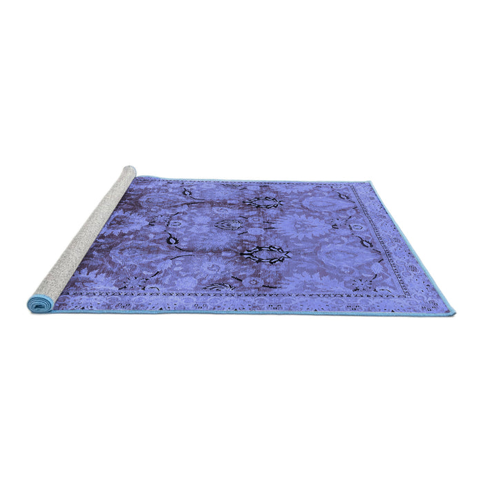 Sideview of Machine Washable Oriental Blue Traditional Rug, wshurb2924blu