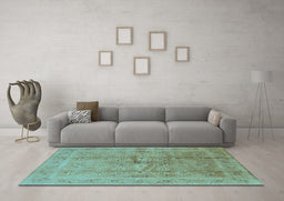 Machine Washable Oriental Light Blue Industrial Rug in a Living Room, wshurb2925lblu
