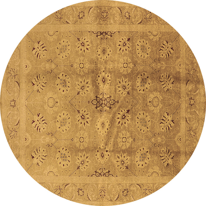 Round Machine Washable Oriental Brown Industrial Rug, wshurb2925brn