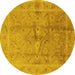 Round Oriental Yellow Industrial Rug, urb2925yw