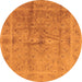 Round Machine Washable Oriental Orange Industrial Area Rugs, wshurb2925org