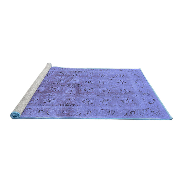 Sideview of Machine Washable Oriental Blue Industrial Rug, wshurb2925blu