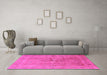 Machine Washable Oriental Pink Industrial Rug in a Living Room, wshurb2925pnk