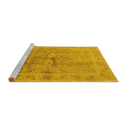 Sideview of Machine Washable Oriental Yellow Industrial Rug, wshurb2925yw