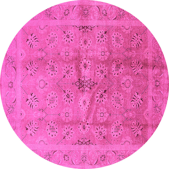 Round Machine Washable Oriental Pink Industrial Rug, wshurb2925pnk