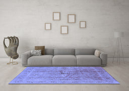 Machine Washable Oriental Blue Industrial Rug in a Living Room, wshurb2925blu