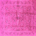 Square Machine Washable Oriental Pink Industrial Rug, wshurb2925pnk