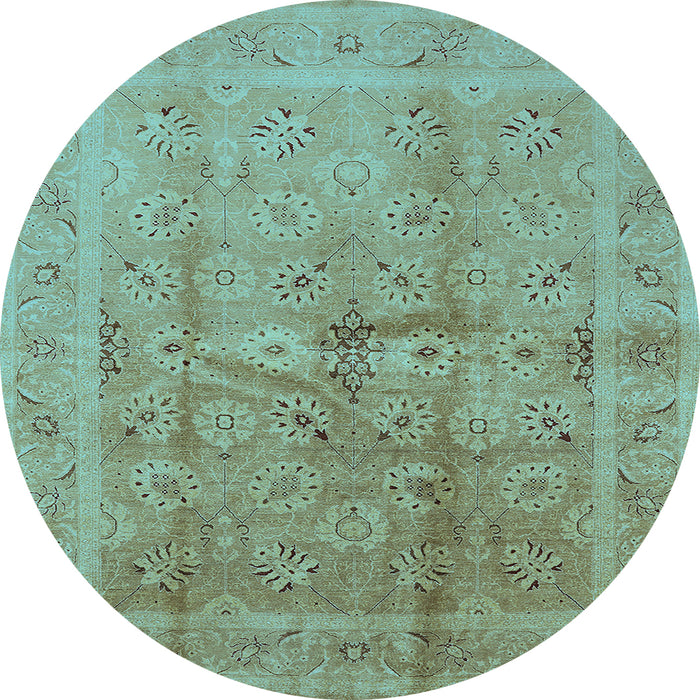 Round Oriental Light Blue Industrial Rug, urb2925lblu