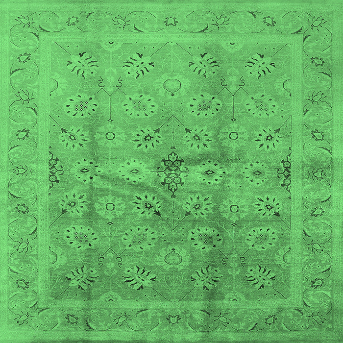 Square Machine Washable Oriental Emerald Green Industrial Area Rugs, wshurb2925emgrn