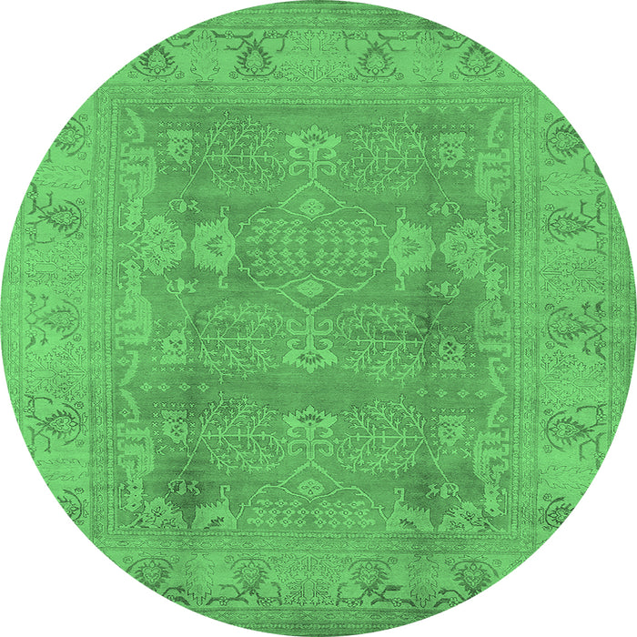 Round Oriental Emerald Green Traditional Rug, urb2926emgrn