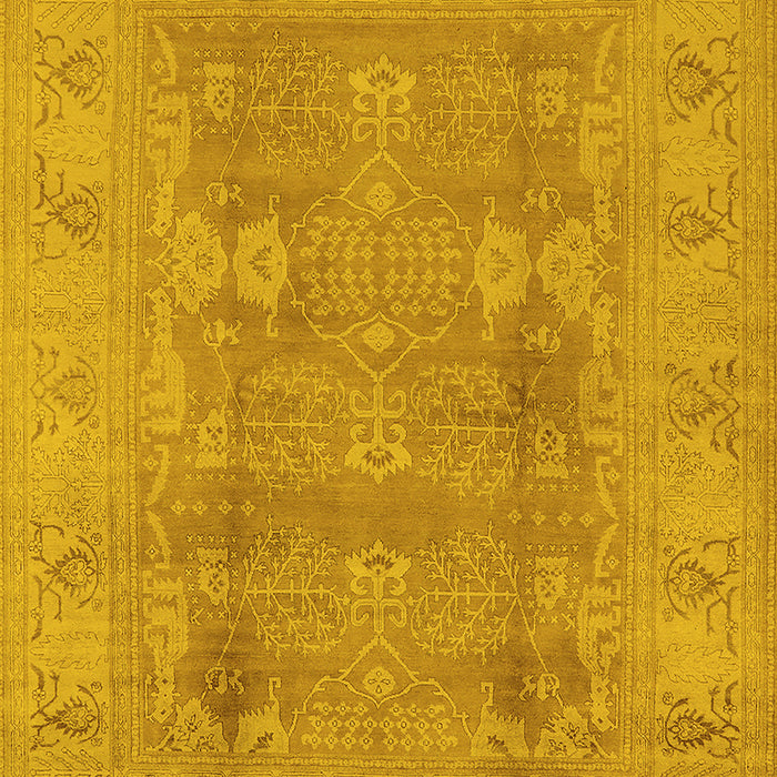 Machine Washable Oriental Yellow Traditional Rug, wshurb2926yw
