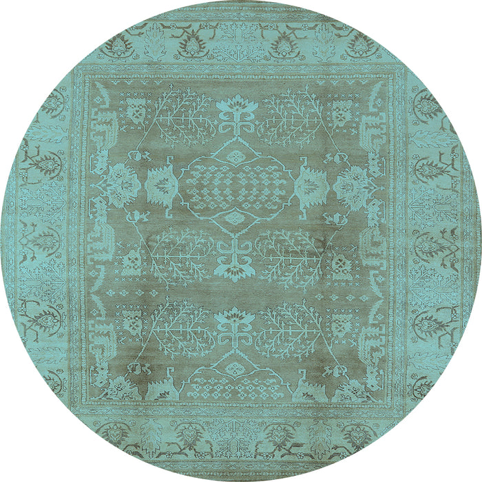 Round Oriental Light Blue Traditional Rug, urb2926lblu