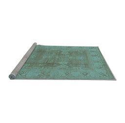 Sideview of Machine Washable Oriental Light Blue Traditional Rug, wshurb2926lblu