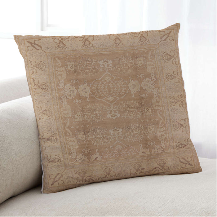 Lifestyle Image of Mid-Century Modern Urban Square Brown Sand Brown Throw Pillow, 18 inch by 18 inch, pwurb2926