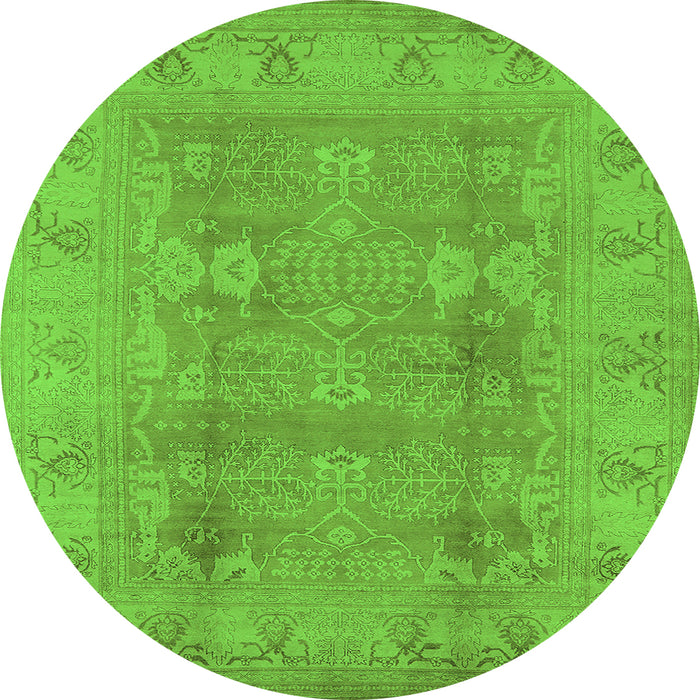Round Machine Washable Oriental Green Traditional Area Rugs, wshurb2926grn
