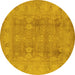 Round Oriental Yellow Traditional Rug, urb2926yw