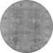 Round Machine Washable Oriental Gray Traditional Rug, wshurb2926gry