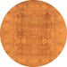 Round Oriental Orange Traditional Rug, urb2926org