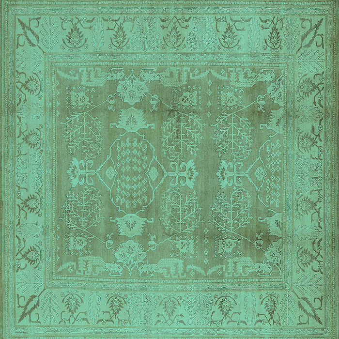Square Oriental Turquoise Traditional Rug, urb2926turq