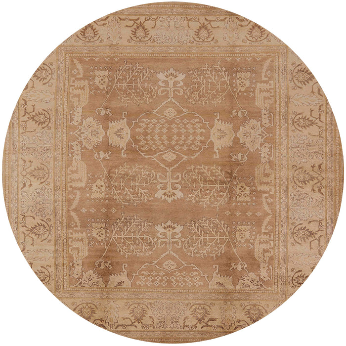 Round Mid-Century Modern Brown Sand Brown Oriental Rug, urb2926