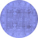Round Oriental Blue Traditional Rug, urb2926blu