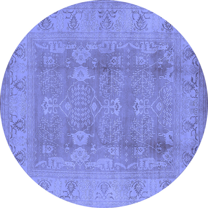 Round Machine Washable Oriental Blue Traditional Rug, wshurb2926blu