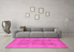 Machine Washable Oriental Pink Traditional Rug in a Living Room, wshurb2926pnk