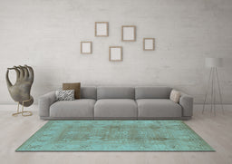Machine Washable Oriental Light Blue Traditional Rug in a Living Room, wshurb2926lblu