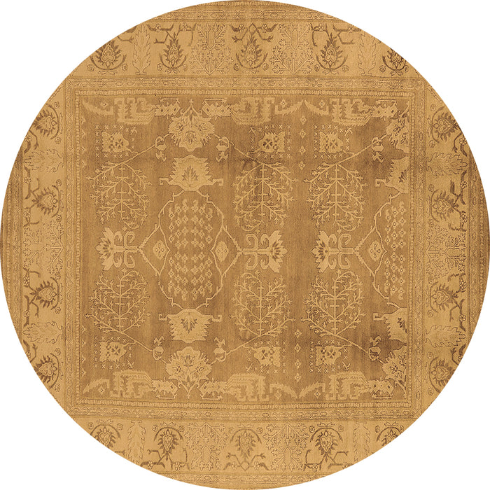 Round Machine Washable Oriental Brown Traditional Rug, wshurb2926brn