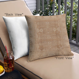 Front View of Mid-Century Modern Urban Square Brown Sand Brown Throw Pillow, 18 inch by 18 inch, pwurb2926