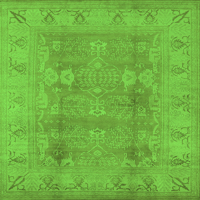 Square Oriental Green Traditional Rug, urb2926grn