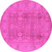 Round Oriental Pink Traditional Rug, urb2926pnk