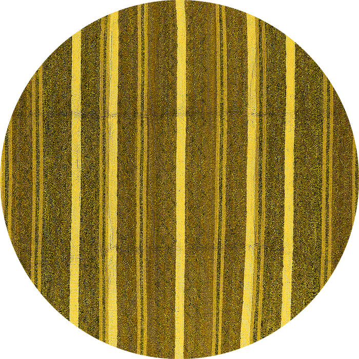Round Machine Washable Oriental Yellow Industrial Rug, wshurb2927yw