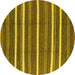 Round Machine Washable Oriental Yellow Industrial Rug, wshurb2927yw