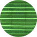 Round Machine Washable Oriental Green Industrial Area Rugs, wshurb2927grn